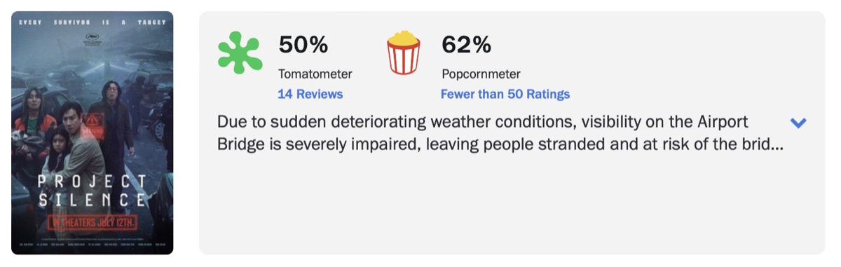 탈출 : 프로젝트 사일런스 로튼토마토 평점