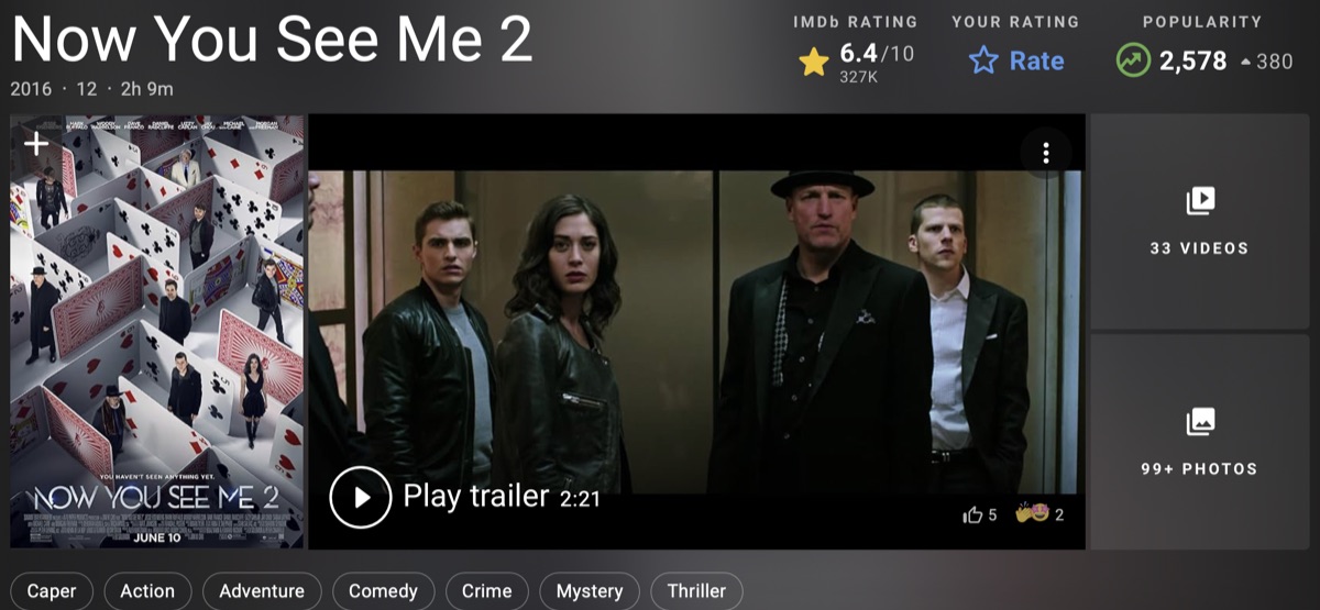나우 유 씨미 2 시리즈 로튼 해외 평점 반응 | 흥행이란 마술은 없었다 2-1