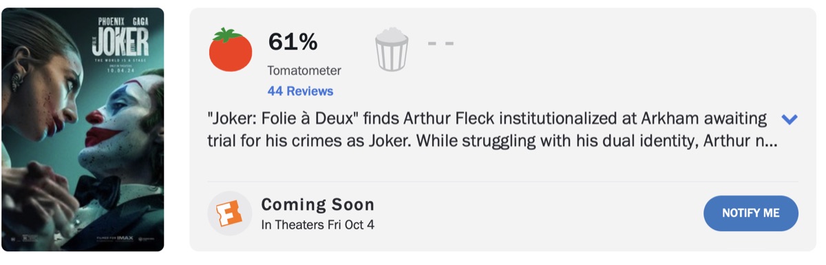 조커 2 로튼토마토 평점