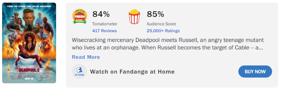 데드풀 2 평론가 평점 및 후기