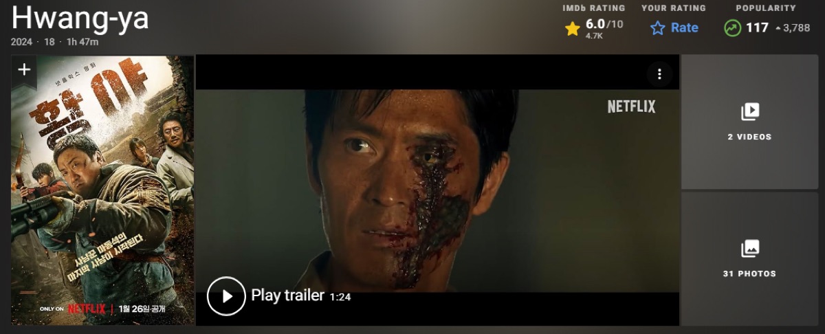 IMDB 영화 황야 평점