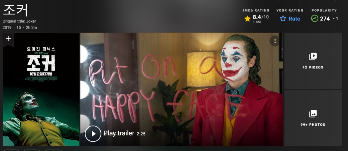 IMDB 영화 조커 평점